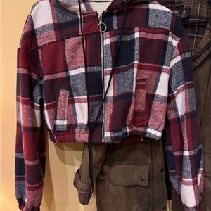 Source Unknown Plaid Teddy Jacket - Red, White, and Blue